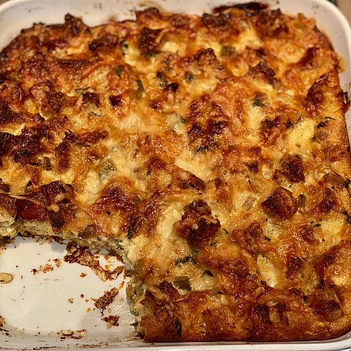 Herb & Apple Bread Pudding (half recipe)